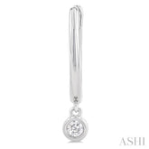 1/10 Ctw Petite Bezel Drop Round Cut Diamond Fashion Huggies in 10K White Gold